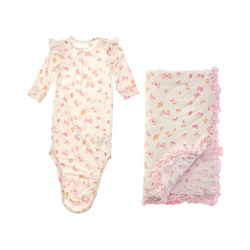 Shabby Chic  2Pc Gown & Blanket Set, White